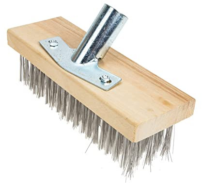 TINEASUR Floor Scrub Brush Stainless Steel Bristles Brush Head for Deck Cleaning No Handle