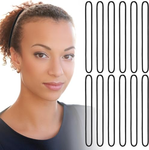 Tucnoeu 50 gomas elásticas extra largas negras para cabello grueso y largo, duraderas, de gran tamaño