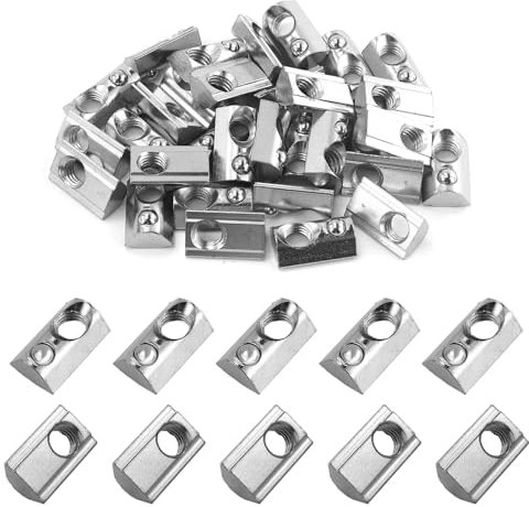 33 piezas de ranuras M8 con bola, tuerca deslizante de acero al carbono con bola de resorte en T para ranura de extrusión de perfil de aluminio, ranura 8 T para perfil de aluminio de 40 series