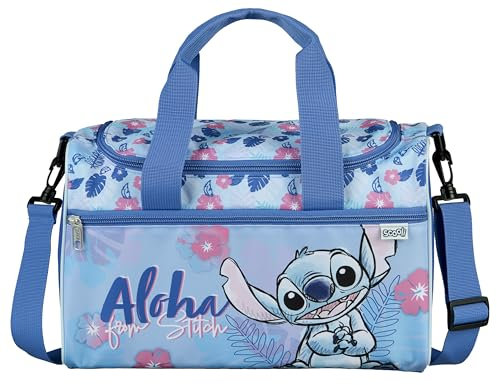 Scooli - Borsa sportiva Disney Stitch per bambini - 23 x 35 x 16 cm - scomparto principale spazioso - tracolla regolabile - accessori per la scuola - borsa a tracolla