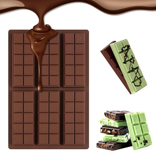 ATEWEITA Molde de Chocolate de Silicona, Molde para Barras de Dubai Chocolate sin BPA, Molde Tableta chocolate con 4 bandejas para Bombones de Chocolate Praliné, Chocolate Moulds Silicone, 1 Piezas