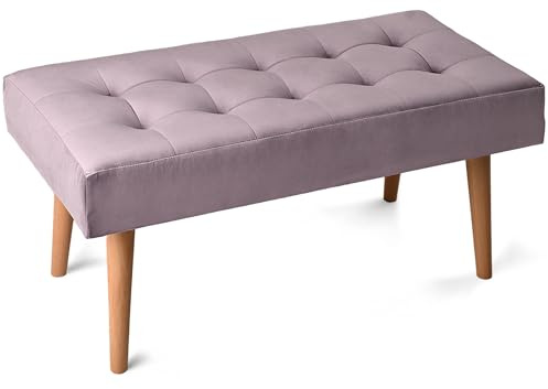 MG Design Polsterbank 45 × 90 cm in Hellviolett – stabiles Holzgestell, weich gepolstert, samtig-weiche Oberfläche mit dezentem Schimmer, pflegeleicht – für Wohnzimmer, Schlafzimmer & Flur