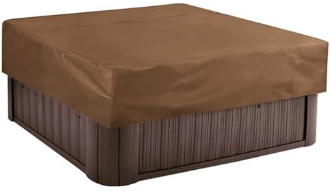JKELPV Poolabdeckplane Quadratische Whirlpool-Abdeckung, wasserdichte, UV- und staubdichte Whirlpool-Abdeckung für den Außenbereich, Schutz für Terrassenmöbel Pool zubehör(Brown,220x220x90cm)