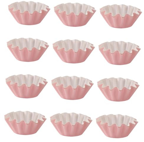 BESTYASH 50pcs Cake Baking Cups Oil Paper Muffin Liners for Party Bakery Weddings and Events Non-Stick Dessert Holders Pink for Cupcakes Treats and Item Sorting