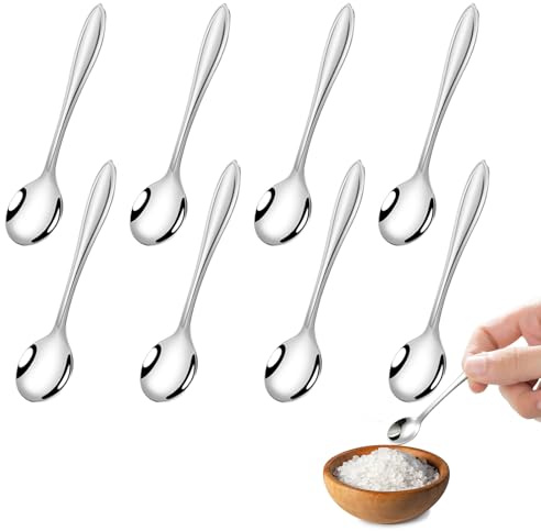 VTYTZZ 8 Stück Mini Löffel, Kleine Löffel, Espressolöffel, Edelstahl, 7,5cm, Gewürzlöffel