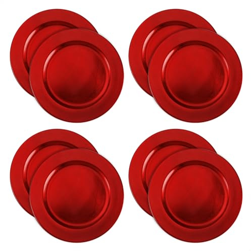 com-four® 8x Platzteller gebürstet, wiederverwendbare Unterteller | edle Dekoteller für Hochzeit - Familienfeier oder Weihnachten - Ø 33 cm Servierplatten