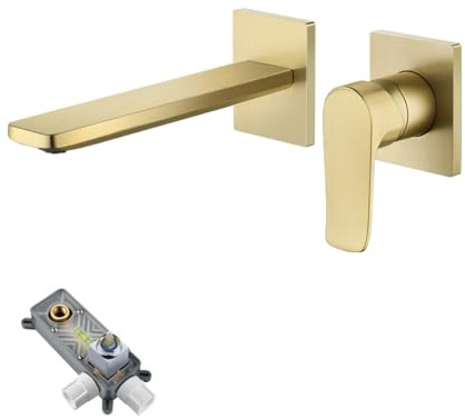 Bath and Basin Taps Concealed Basin Faucet All Copper in-Wall Basin Gray Wall Exhaust Hot and Cold Water Outlet Hidden Embedded Black Round Hot Melt Valve