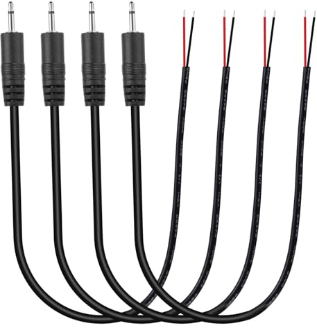 PATIKIL 0.8FT 2.5mm 1/9 Male Jack to Bare Wire Open End, 4PCS TRS 2 Pole Mono Plug Audio Cable for Speaker Headphone Headset Earphone Electric Guitar Bass Keyboard Amplifier, 2 Colors