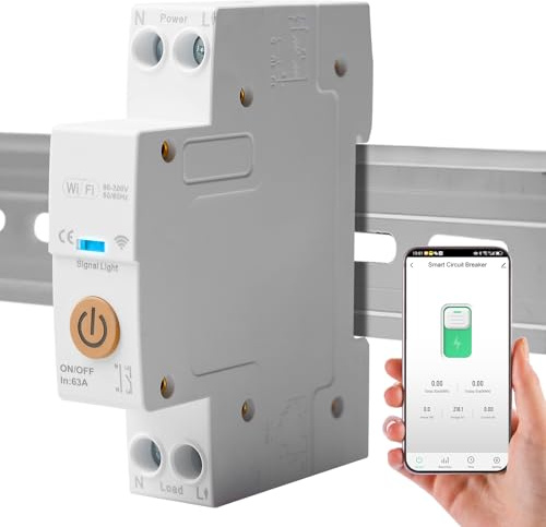 WiFi Smart Leitungsschutzschalter, 1P DIN-Schiene Home Fernbedienung Schalter, Wireless Fernbedienung Schalter Kompatibel mit Alexa und Google Assistant Smart Life TUYA APP