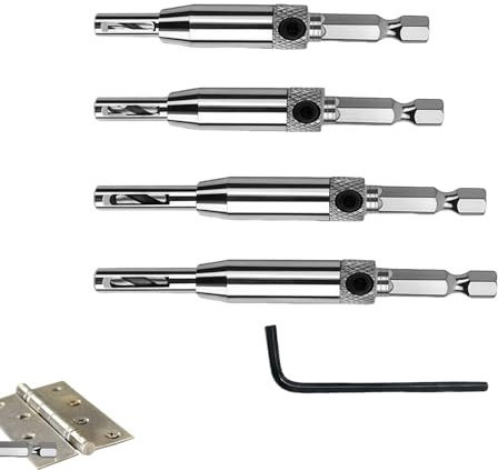 Ztolbriy ® Self Centering Drill Bit Set, Hinge Drill Bit Self Centring 1/4 Inch High Speed Steel Drill Bits for Door, Window, Cabinet Hinge Pilot Hole Drilling-Precision Centering for Pilot Holes