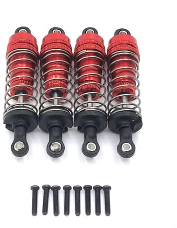 Rc Parts Accessories For WLtoys 144010 144001 144002 1/12 124017 124019 1/14 Metal 4PCS External For Spring Hydraulic Shock RC Car Parts Replacement And Use(Red)