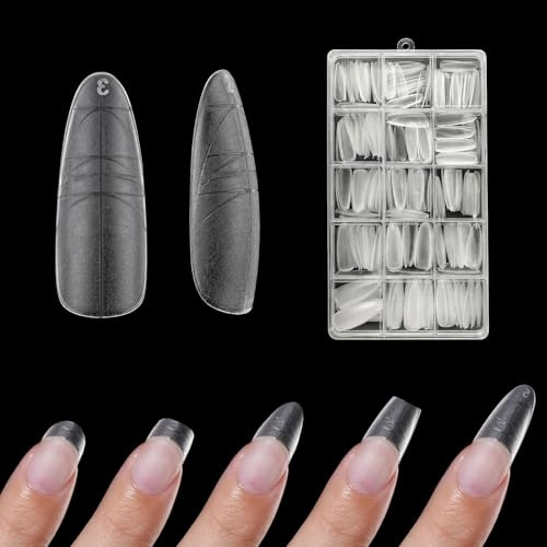 ZAHRVIA 300 Stück Nageltips Set - 12 Größen Mandelform Gel X Nail Tips mit Präzisions-Hilfslinien, Voll Matt Full Cover Tips für Gelnägel & Langlebige Nagelverlängerungen, DIY & Salon