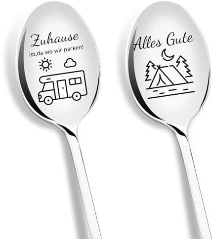 PIAKAZIQA Camping Geschenke Zuhause ist, da wo wir parken 2er Kaffeelöffel