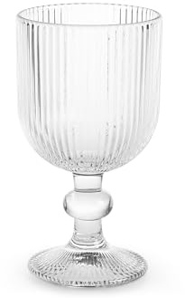 H&H Set 6 Calici in Vetro Epoque Trasparente, Capacità 25cl, Elegante e Raffinato, Lavabili in Lavastoviglie
