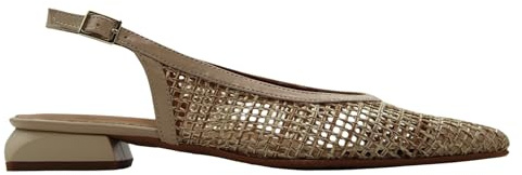 Daniela Vega - Bailarinas destalonadas,Punta Fina,Suela de Goma,tacón bajo,Sencilla,Bailarina,manoletina,de Rejilla para: Mujer Color: Natural Talla:38