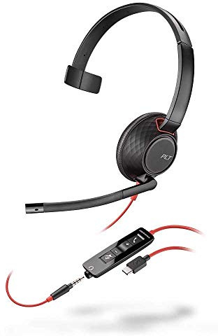 Poly Blackwire 5210 Cuffia Padiglione auricolare Connettore 3.5 mm USB Tipo-C Nero, Rosso
