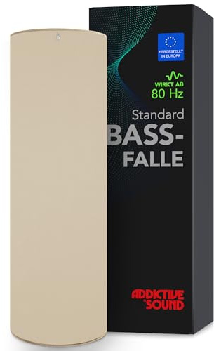 Addictive Sound Bassfalle Rund Standard, Bass Trap 80-210 Hz, Beige | 98x30 cm, Akustikwolle-Kern, stapelbar und freistehend für Raumecken, EU-produziert, 36 Monate Garantie