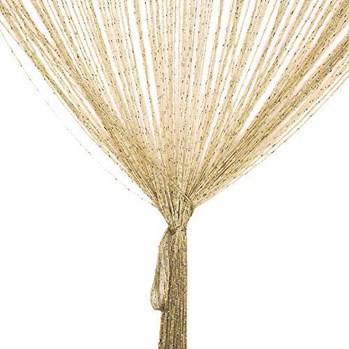 Tenda a fili in pannelli per porte, Glitterata Argentata tenda moderna soggiorno 100 x 200 cm frange da muro tenda per finestra, zanzariera, divisorio di stanze, Perfetto Come Schermo (Champagne)