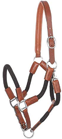 Seil-Halfter mit Strick Cavo, V, cognac-schwarz