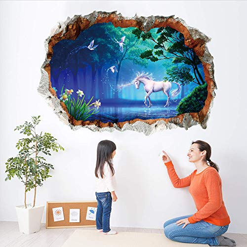 Martin Kench 3D Wandtattoo Kinderzimmer | Wandbilder: 70x50 cm | Wand-Aufkleber Sticker Poster Einhorn Unicorn | Deko für Babyzimmer Mädchen-Zimmer Prinzessin (KSD8846)