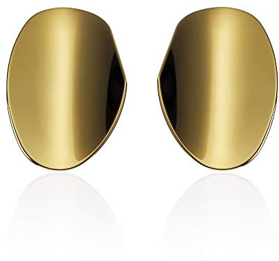 Namana Boucles d'Oreilles Effet Miroir pour Femme. Grandes Boucles d'Oreilles Femme en Acier Inoxydable ou Plaqué Or Polies Effet Miroir. Boucles d'Oreilles Originales pour Femme avec Écrin Cadeau.