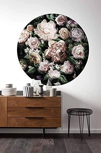 Komar DOT runde und selbstklebende Vlies Fototapete Flower Couture - Ø Durchmesser 125 cm - 1 Stück - Floral, Blumen, Blumenmotiv, Tapete, Dekoration, Wandtapete, D1-032