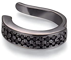 Immobird Ear Cuff 925 Silber Ohrklemme Unisex Knorpel Ohrringe Fakepircings Ohr Schwarz Zirkonia Herren Ohrringe Weihnachtsgeschenke für Frauen Herren
