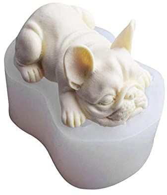 Französische Bulldogge Silikonform 3D schlafender Hund für Schokoladenpuding, Kerzen, Seife, Kuchen, Fondant und Dekoration