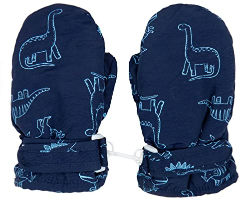 Foruhoo Kinder Handschuhe Wasserdicht mit Fleece Fäustlinge für Unisex Baby Winter(Kurz: Dinosaurier Navy,M)