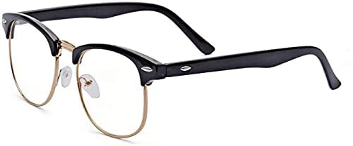 Kelens Kurzsichtigkeit Brille Halbrahmen Computerbrille Retro Myopie Nerdbrille Klare Linsen Fernbrille Mit Dioptrien -1.0 bis -4.0