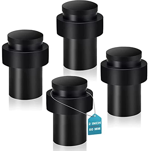 KOLAKO Türstopper, Boden-Türstopper, (5,1 cm), schwarz, matt, modern, robust, massiv, klein, zylindrisch, Türstopper, Gummi, Edelstahl, Bodenmontage