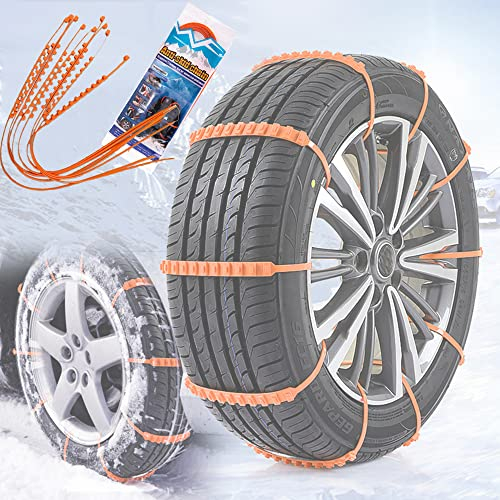 Snow Chains for Car, 12 PCS Universal Adjustable Snow Tire Chains for Sand Snow Mud Emergency Traction