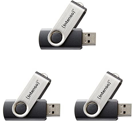 Intenso 3503460 Basic Line 8 GB USB-Stick USB 2 Silber-schwarz, 3er Pack