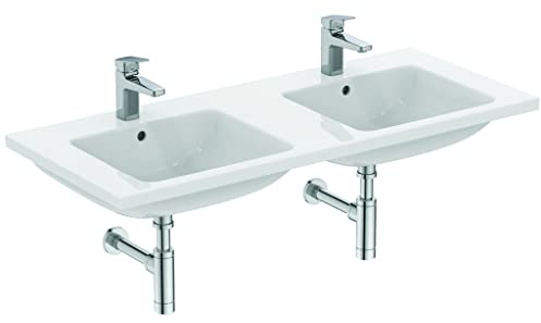 Ideal Standard I.LIFE B Lavabo Plan, Double Vasque à poser, 120 x 51 x 18 cm, Salle de Bain, Toilette, Céramique, Blanc, Percé 1Trou de Trop-Plein, T460201