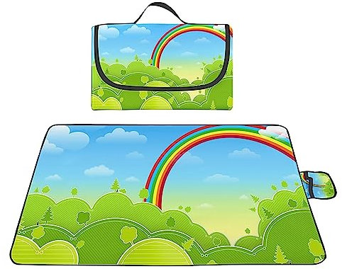 TengYuer Picknickdecke 180x200cm Stranddecke Wasserdicht Sandfrei Isoliert Faltbar Strandmatte mit Tragegriff Outdoor Campingdecke XXL für Camping Parks Strände Picknick Cyan Blau