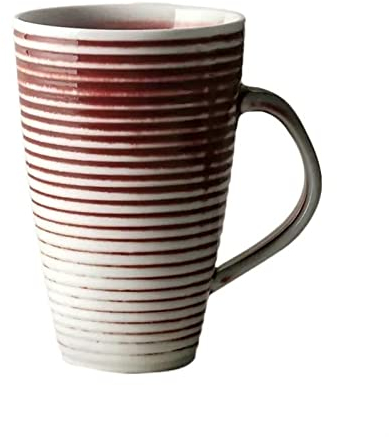 HASMI Kaffeetassen 450 ml personalisierte gestreifte Keramiktasse einfache Haushaltsteetasse handgebrühte Kaffeetasse große Kapazitätstasse Mug (Color : A)