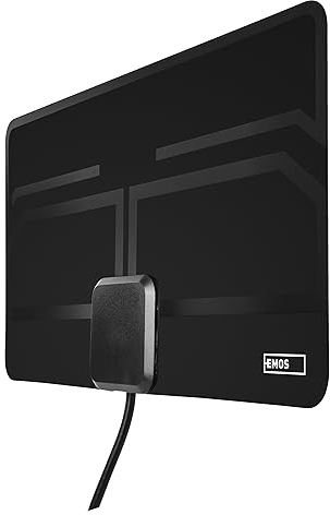 EMOS Antenna interna piatta J0709, antenna attiva da camera, antenna TV digitale con amplificatore, TV DVB-T/DVB-T2, radio DAB, filtro 3G/4G/5G/LTE, antenna interna, adattatore di ricarica USB incluso