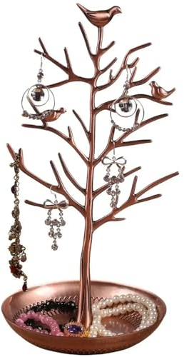 TRIXES Schmuckbaumständer aus Antik-Bronze – Vintage-Vögel – Hängen Sie Ihren Schmuck auf – Hängender Organizer-Rack-Turm – Präsentationsständer