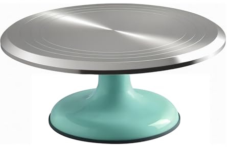 Yizish Tortenplatte Drehbar aus Aluminiumlegierung 30,5 cm, Tortenständer drehbarer Kuchen-Drehteller, Dekorationssets zum Backen, Gebäck und Cupcakes (Cyan)