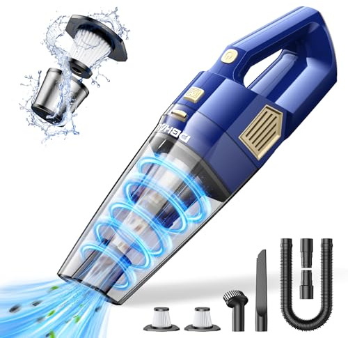 DBHAL Aspirapolvere portatile per auto, senza fili, 15000PA, potente aspirapolvere, leggero con più accessori, aspirapolvere portatile senza fili ricaricabile per auto, casa