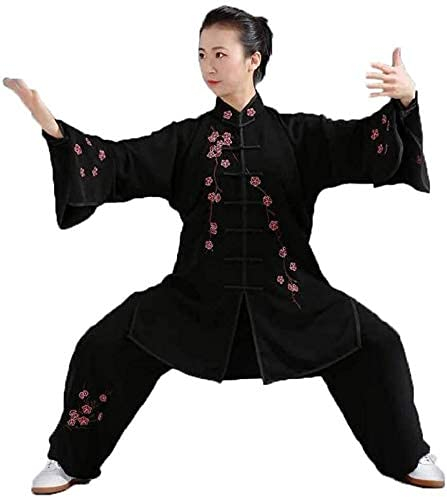 Kampsportsdräkt Dam Kung Fu Uniform Tai Chi Dräkt Lös Bekväm Andas (svart S)