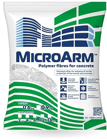 Polypropylen Faser (2-18 mm) / PP Fasern MicroArm für Beton, Industrieböden, Estrich, Mörtel, Putz (MicroArm 18 mm 900 g)
