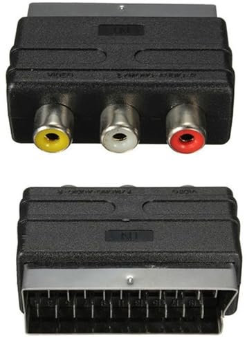 AYMBH RGB SCART Plug Male to 3 RCA Female A/V Adaptor – Compatible with PS4, TV, DVD, VCR Audio/Video Transmission – Compact and Durable – Black