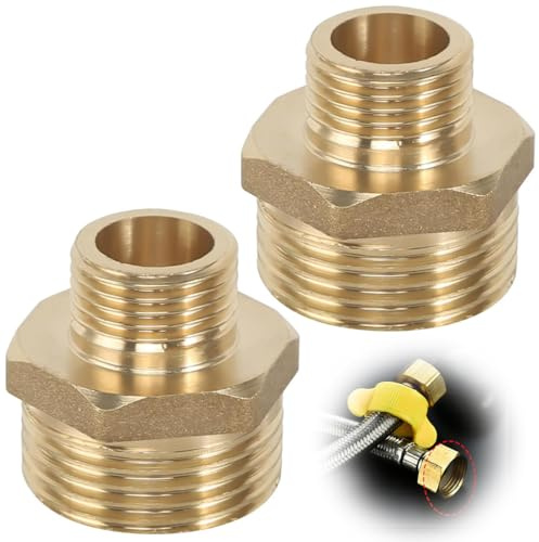 Bangbobi latón Doble pezón reducción 1 a 1/2 Pulgada - Conector de Manguera/Adaptador/Pieza de conexión Adecuado para Sistemas de calefacción y Agua Potable