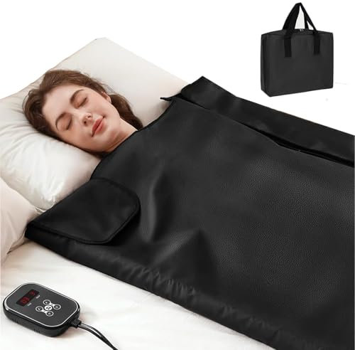 Manta de sauna de infrarrojos lejanos portátil, manta térmica for terapia de sauna, manta de sauna personal for interiores con control de temperatura de 80 a 176 ℉ con temporizador de 1 a 60 minutos f