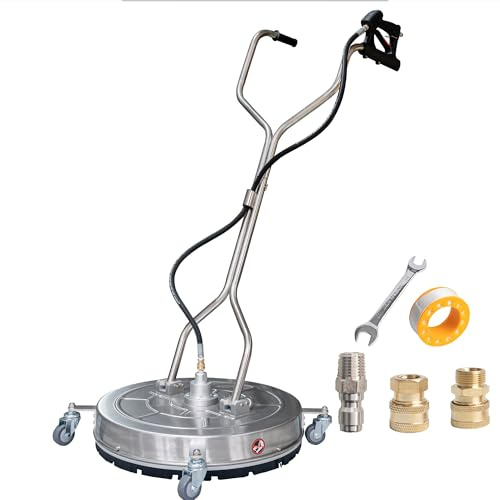 Hourleey 30 Pressure Washer Surface Cleaner with Dual Handles, Stainless Steel Surface Cleaner with 4 Wheels for Driveways, Pathway, Sidewalks, Patios, Decks, 4500 PSI with 3/8 Quick Connector Kit