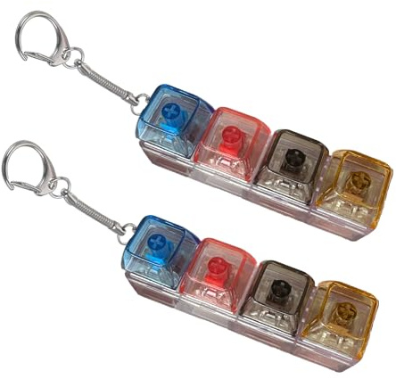 2 PCS Keyboard Fidget Toy, Fidget Keychain, Keyboard Keychain, Stress Relief Desk Accessory for Adults and Kids with Transparent Base Mixed Colour, Gadget for All Ages, Portable and Fun Desk Accessory
