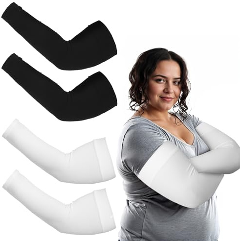 CIATBYYJ 2 Pairs Plus Size Arm Sleeves for Women Men, UV Sun Protection Arm Compression Sleeves, Breathable Arms Sleeve