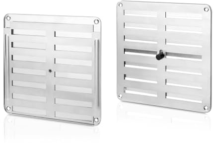 Zarivy Rejilla de Aluminio Regulable 170x170 mm, con Acabado Natural, Ideal para ventilar Espacios y Ajustar el Flujo de Aire.