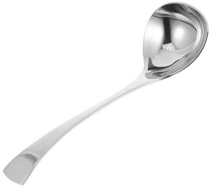 ABOOFAN 2piezas Cuchara Sopera de Acero Inoxidable y Pequeño para Mesa y Cocina Mango para Servir Sopa y Salsa Cucharón para Cocinar y Servir